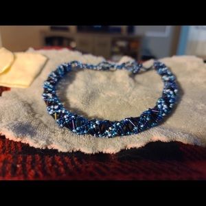 Beaded blue and white necklace